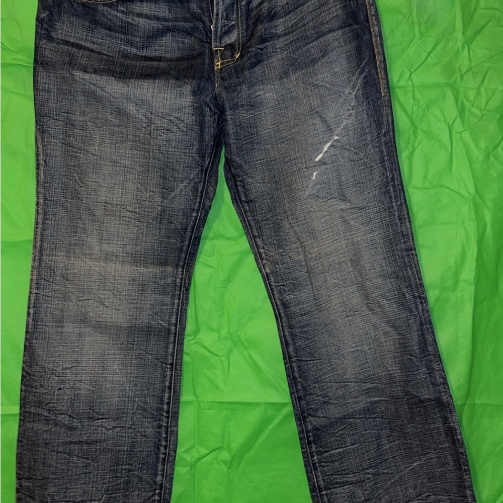 Rock & Republic Blue Straight Leg Jeans with Faded Whiskering